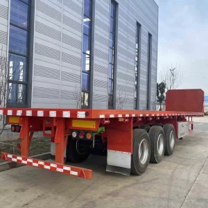 3 Axle Carbon Steel Container Flat Trailer 40 Foot Flat Semi Trailer