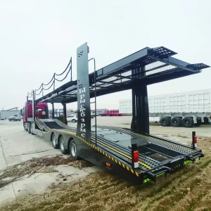 3 Axle Double Deck Steel Semi Trailer with 25 30T Payload Capacity Mechanical Air Suspension for Car Transportation