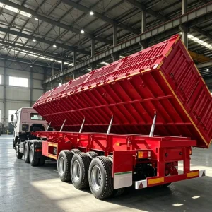 3 Axle Dump Trailer For Hauling Sand And Construction Gravel Side Drum Trailer