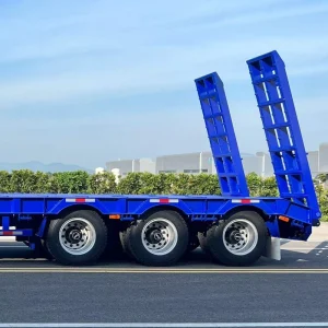 3 Axle Flatbed Lowbed Semi Trailer 80 Ton Loading Capacity 20/40 Feet Container Transport Semi Trailer for Africa Market