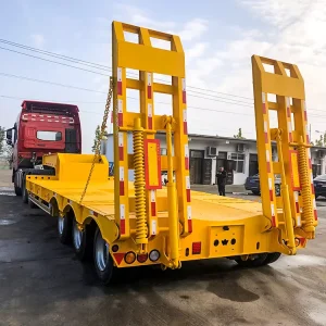 3 Axle Heavy Duty 60 80 Ton Equipment Transport Lowbed Semi Trailer