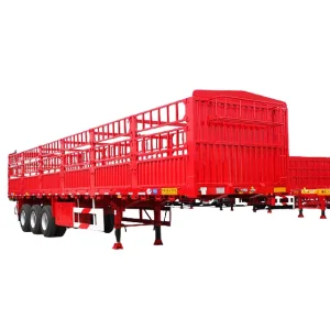 3 Axle Heavy Duty Steel Fence Semi Cargo Utility Trailer Livestock Cattle Transport Air Suspension 60T Max