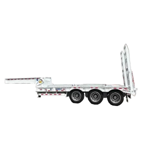 3-Axle Low Bed Semi-Trailer Retractable Low Platform With Hydraulic Ladder