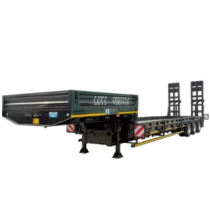 3 Axle Low Bed Trailer with Hydraulic Ramp 60 Ton Capacity for Heavy Equipment Transport Semi Trailer