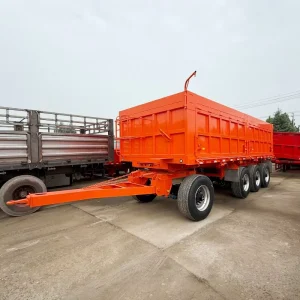 3 Axle Side Tipper Steel Semi-Trailer Cargo Truck Towbar Dump Flatbed Trailer