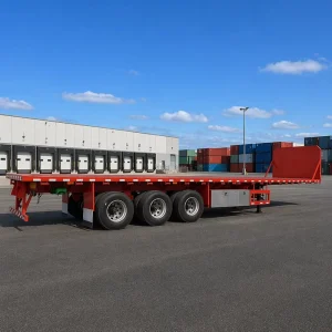 3 Axle Steel Container Flatbed Semi Trailer 50ton 12r22.5 Truck Trailers