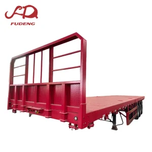 3 Axle Steel Flatbed Semi Trailer Container Transport Truck Trailer 50t 12.5m 28T Lifting Capacity Cargo Trailer