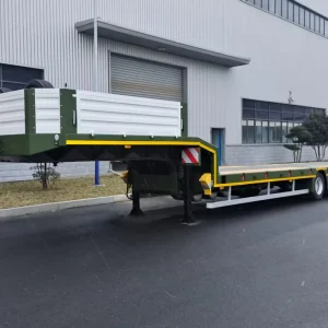 3 Axle Steel Lowbed Semi Trailer for Heavy Equipment Transport High Capacity Construction Machinery Trailer