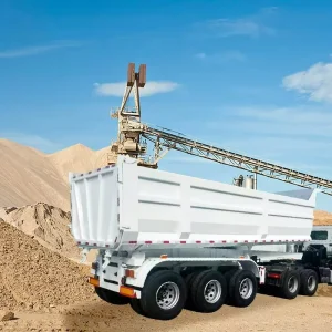 3 Axle Steel Semi Trailer Camper Rear Tipper Box Dump Semi Trailer 60 Ton From Factory