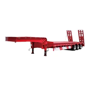 3 Axle Steel Semi Trailer Low Bed Truck Trailer 60 Ton Heavy Duty Transport EVER TRUST