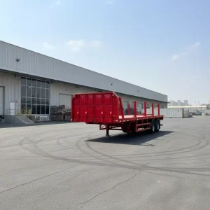 3 Axle Steel Utility Flatbed Semi Trailer with Stakes 60000kg Payload for Wood Transport