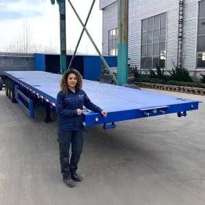 3 Axle Truck Trailer Transport Front Semi Trailer Load 40-60 Ton 20/40 Feet Container Flatbed Truck Trailer