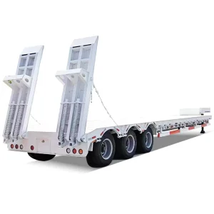 3 Axles 4 Axles 70 80 Ton Lowbed Semi Trailer Low Loader Transport Heavy Duty Equipment Extendable Lowboy Trailer