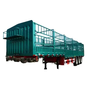 3 Axles 40 80 Tons Steel Bulk Cargo Animal Transporting Fence Semi Trailers with Heavy Duty Landing Gear for Sale