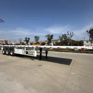 3 Axles 60 Ton Flatbed Semi Trailer Heavy Duty 20ft 40ft Container Flat Bed Truck Trailer