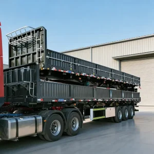 3 Axles 70Tons Steel Fence Panels Side Wall Dropside Cargo Truck Semi Trailer