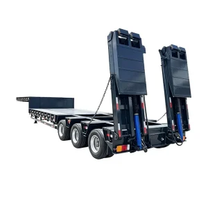 3 Axles 80t Lowboy Semi Trailer Lowbed Loader Drop Deck Trailer