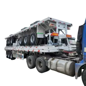 3 Axles Extendable High Capacity Flatbed Semi Trailer 40FT 20FT Container Truck Trailer with Front Guard Panel