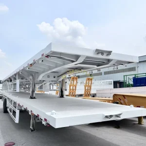 3 Axles Flatbed Semi Trailer OEM Truck Trailers 30t 40t 50t Container Trailer for Sale