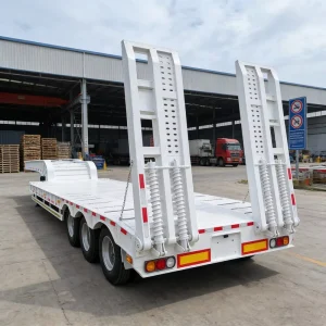 3 Axles Low Bed Semi Trailer 60 Tons Load Capacity 50/90 Traction Pin Semi Trailer for Excavator Transportation