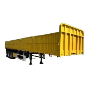 3 Axles Steel Utility Bulk Cargo Transport Top Dropside Side Wall Flat Bed Semi Trailer 40 80