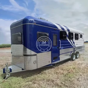3 Horse Angle Load Float Trailer with Living Quarters Livestock Trailer Truck Cattle Transporter KN-3HAL-D