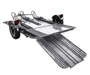 3 Rail Motorcycle Trailer Folding Heavy Duty Hauler Cargo Utility Flatbed with Ramp