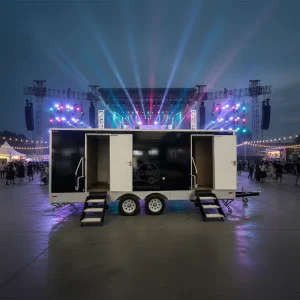3 Room Luxury Black Portable Restroom Trailer Custom Logo Mobile Toilet for Wedding Construction Site Concert & Outdoor Rental