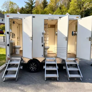 3 Stalls Luxury VIP Mobile Bathroom Trailer Portable Restrooms Trailer Vip Mobile Toilet Trailer for Events