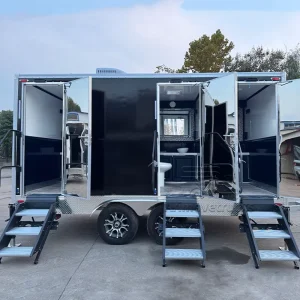 3 Stalls Outdoor Mobile Toilet Trailer Luxury VIP Portable Bathroom Trailer Public Mobile Restroom Trailer with Septic Tank