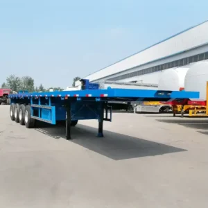 3-axis Extendable Flatbed Semi-trailer, 40 Foot Flatbed Truck Trailer, 20 Foot Container Flatbed with Front Guard