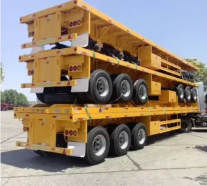 3-axle Flat Bottomed Container Trailer 40 Foot Truck Transport Container Flat Bottomed Semi-trailer