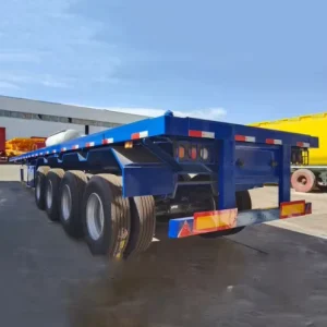 3-axle Steel Flat Bottomed Semi-trailer 40 Foot Container Capacity 30-90 Tons Customizable Colors