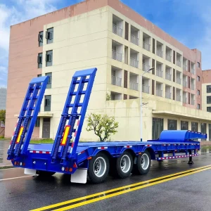 30 60 Ton 3 Axle Hydraulic Ladder Lowbed Semi Trailer with FUWA 13T Axles for Heavy Equipment and Container Transport