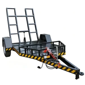 3000kg Q235 Steel Single Axle Equipment Trailer with Hydraulic Ramps and Tool Box for Excavator Transport