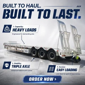 3Axles 60Tons Heavy Duty Mechanical Ladder Lowbed Trailer Semi Trailer