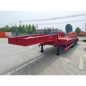 4 Axle 100T Low Bed Truck Heavy Duty Utility Trailer Lowboy Trailer for Tractor
