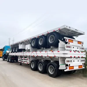 4 Axle 40ft Container Flat Bed Semi Trailer Truck and Trailer Dimensions 40ft Flatbed Trailer