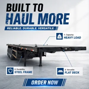 4 Axle 48 Ft 40 Feet Flat Bed Truck Trailer 12/16 Tyre Flatbed Container Trailer