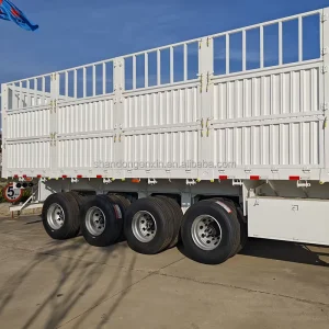 4 Axle 50 Ton Fence Cargo Semi Trailer Heavy Duty Sidewall Truck Trailer Drop Side Trailer
