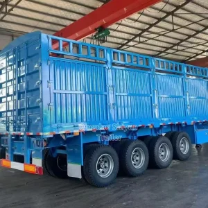 4 Axle 65 Ton 12.5m Livestock Cattle Sheep Enclosed Cargo Transport Side Wall Fence Steel Semi Trailer Truck Trailer for Sale