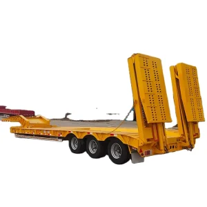4 Axle 80 Ton Low Bed Semi Trailer Heavy Duty Lowboy Trailer for Heavy Duty Construction Use