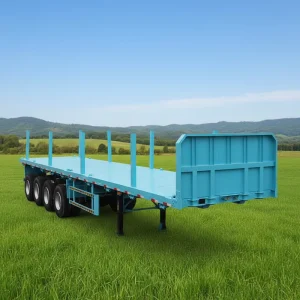 4 Axle 80T Log Wood Timber Transportation Flatbed Semi Trailer With Stake Fence Truck Semi Trailer for Forestry Transport