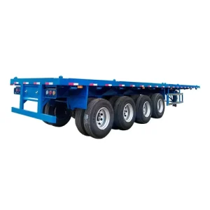 4 Axle Flatbed Semi Truck Trailer for Heavy Cargo Transport