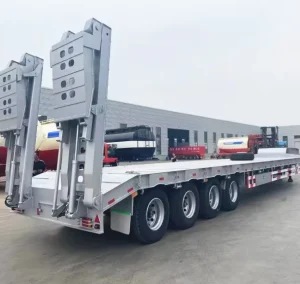 4 Axle Lowboy Semi Trailer Heavy Equipment Transport Trailer with High Strength Steel and Durable Chassis
