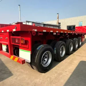 4 Axle Steel 60ft Flatbed Semi Trailer Truck with 60000kg Payload for 20ft 40ft Container Transport