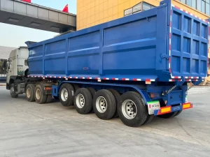 4 Axle Steel High Tensile Side Dump Semi Trailer with 80T 100T Max Payload for Transport Stone Sand