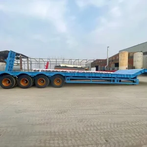 4 Axle Steel Lowbed Semi Trailer for Heavy Equipment Transport High Capacity Construction Machinery Trailer
