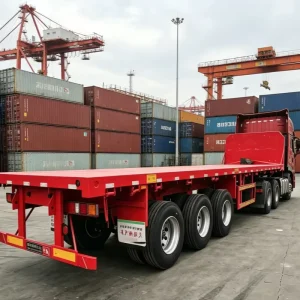 4 Axle Transport Vehicle Manufacturer Direct Sale 80T Mechanical Suspension 40 Ft Heavy Duty Flatbed Trailer