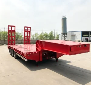4 Axles 100 Ton Low Bed Semi Trailer Heavy Duty Lowboy Trailer for Excavator Transport